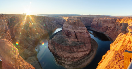 Panorama image of Arizona’s Horseshoe Bend near the Grand Canyon in Page Ariona
