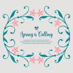 Cute pattern of leaf and floral frame design, for spring calling greeting card template design. Vector