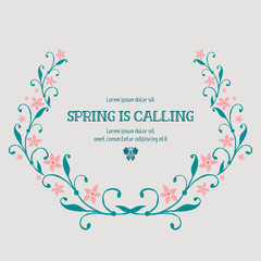 Obraz premium Cute pattern of leaf and floral frame design, for spring calling greeting card template design. Vector