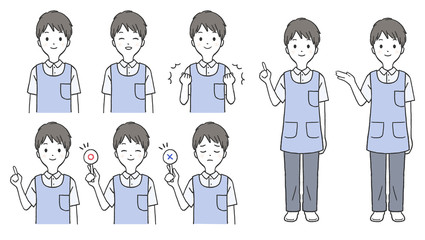 護士の男性のポーズセット