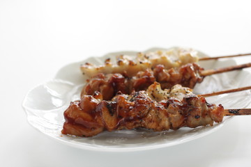  Japaneses food, assorted, grilled chicken Yakitori on dish