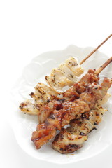  Japaneses food, assorted, grilled chicken Yakitori on dish