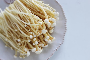 Japanese food ingredient, Enokitake Mushroom