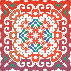 Fototapeta premium National ornaments in multi colored ceramic tiles.