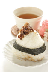 Japanese food, Korean bbq beef rice boll Yokiniku Onigiri