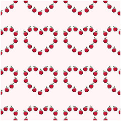 Apple fruit flat with leaves vector background seamless pattern. Scalable and editable. Vector pattern for textile, print, fabric, backdrop, wallpaper, background.