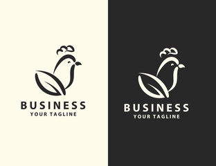 Rooster Creative leaf Concept Logo Design Template