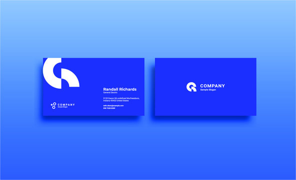 minimalist business card blue