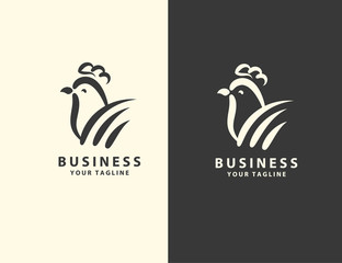 Rooster Creative leaf Concept Logo Design Template