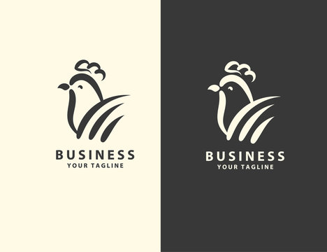 Rooster Creative leaf Concept Logo Design Template