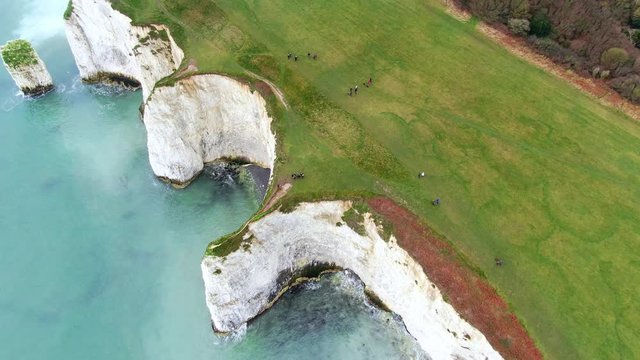 Old Harry Rocks in England - aerial view -aerial photography