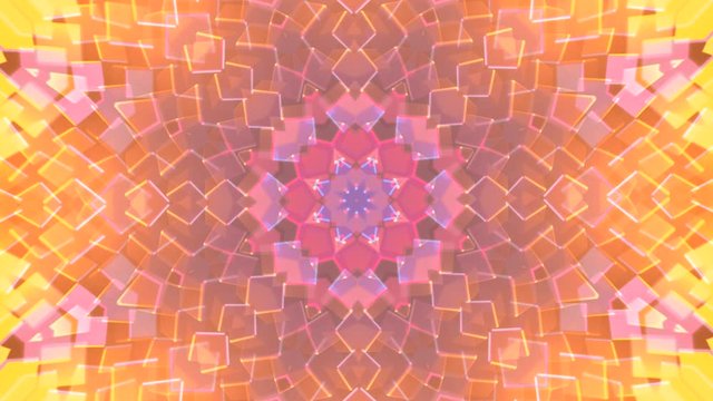 Abstract animation of the beautiful glittering 3d kaleidoscope. Live abstract colorful kaleidoscope pattern.