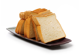 sliced bread on white background