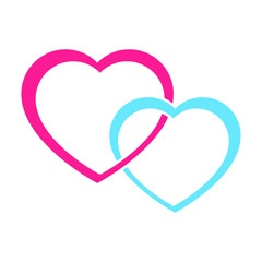 Two Isolated Abstract Hearts Illustration