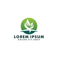 Green leaf logo design template. Environment icon vector