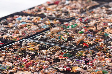 Stall with trinkets at a flea market