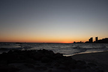 beach waves in ocean sunrise sunset