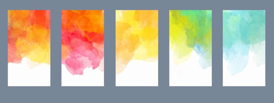 Set of bright colorful watercolor background for banner or flyer