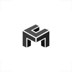  M C letter logo initial geometric design