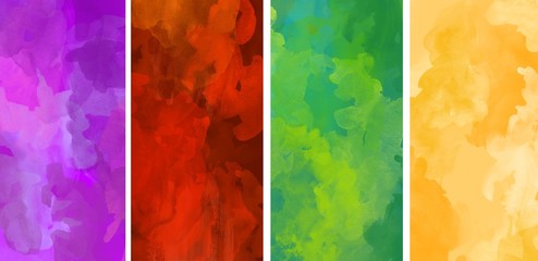 Set of colorful watercolor vertical backgrounds for poster, cover or flyer