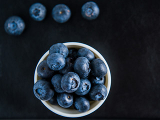 blueberries on blue background