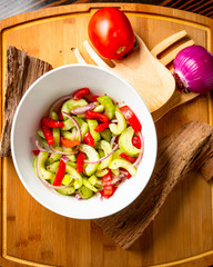 Side BBQ Vegetable Salad on Cutting Board Plated 