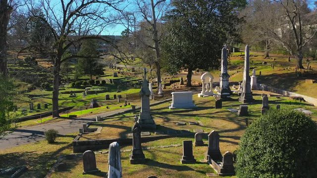 Aerial view of old cemetery in Athens, Georgia