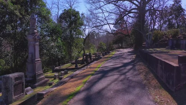 Aerial view of old cemetery road in Athens, Georgia