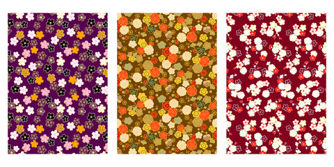 Japanese Colorful Cute Cherry Blossom Abstract Vector Background Collection