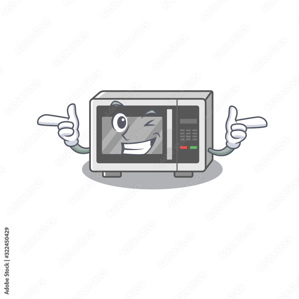 Sticker Cute mascot cartoon design of microwave with Wink eye