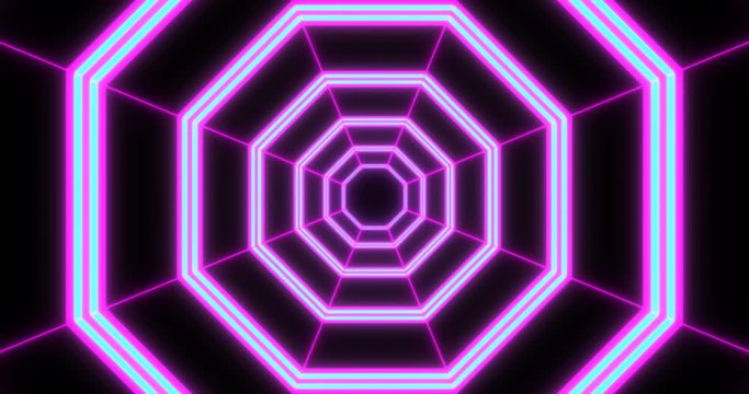 VJ loop sci-fi futuristic tunnel in octagonal form.