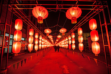 Chinese traditional red lanterns in the streets