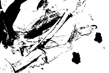 abstract black brush stroke silhouette of watercolor drawing paint texture on white background