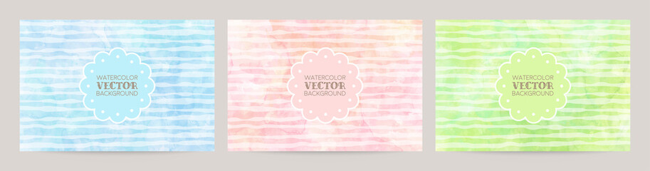watercolor striped background set (vector)