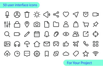 50 user interface icons are easy to apply to your project