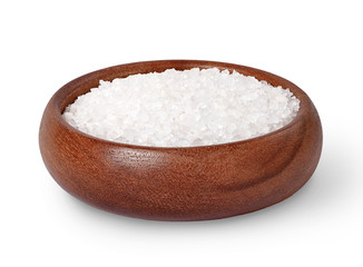 Fototapeta na wymiar Sea salt in a bowl isolated on white background.