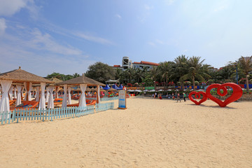 shade on the beach at Wuzhizhou Island，Sanya City, Hainan Province, China