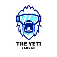 yeti character logo icon design cartoon with snow sunglasses sport glass