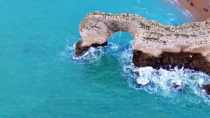 Durdle Door at the Jurassic coast in England - aerial view -aerial photography