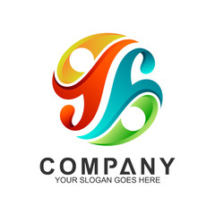 simple two people logo design in gradient color for human relationship,family care,health clinic,foundation/charity community