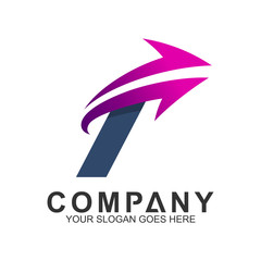 f letter logo concept with arrow shape