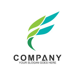 Simple Letter F Logo,Freedom Symbol,Feather Icon