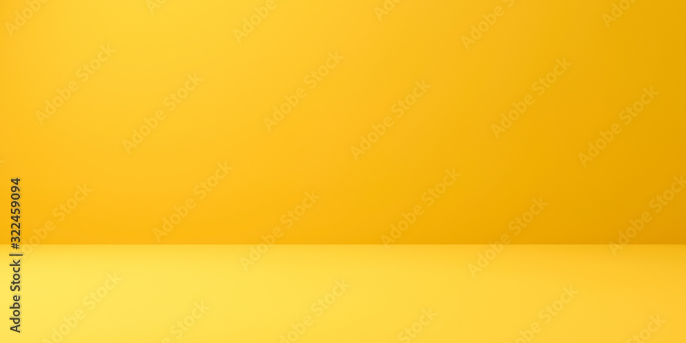 Poster Blank yellow display on vivid summer background with minimal style. Blank stand for showing product. 3D rendering.