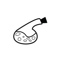 Black icon of jar, battle, pot of potion. Isolated vector illustration.