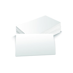 Stack of blank business card on white background with soft shadows. Vector illustration. EPS10.