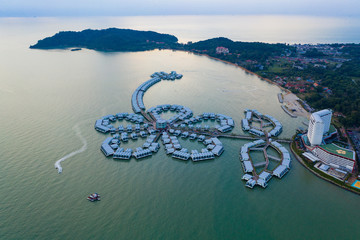 port dickson, malaysia - 12 february 2020. lexis hibiscus from aerial shot