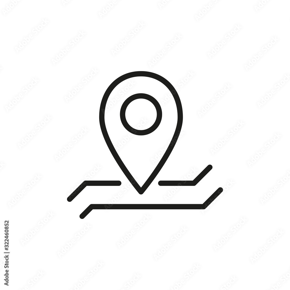 Sticker simple map pin line icon.