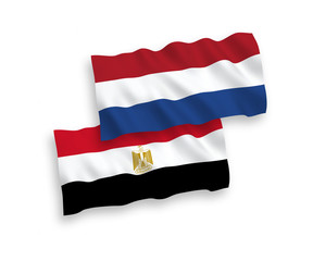 Flags of Egypt and Netherlands on a white background