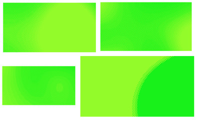 Green halftone vector pop art retro comic dotted backgrounds set with halftone dots.
