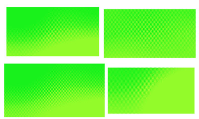 Obraz premium Green halftone vector pop art retro comic dotted backgrounds set with halftone dots.